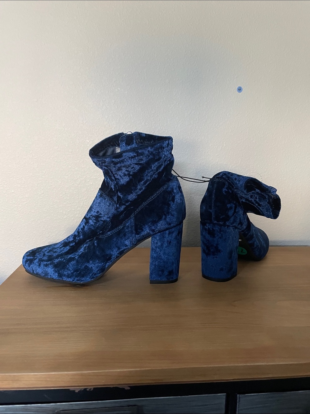 Carlos by Carlos Santana Navy Blue Velvet Ankle Boots